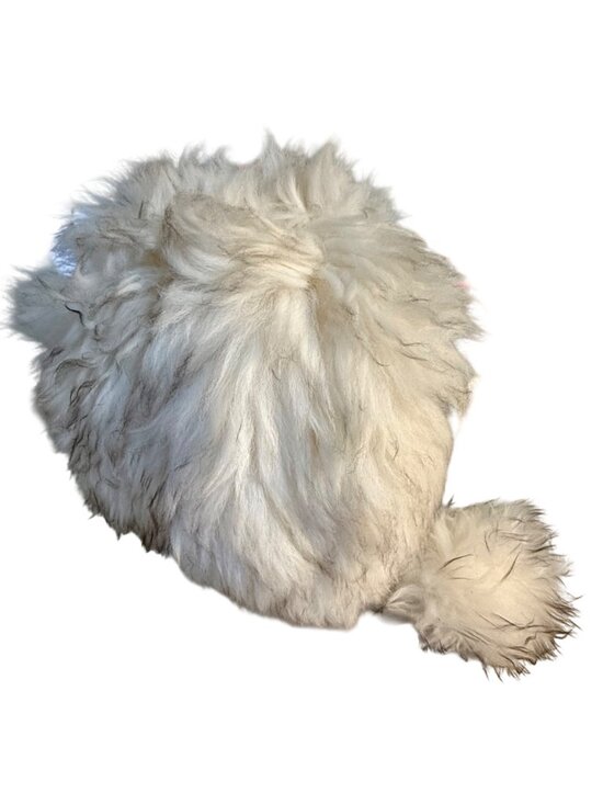 Vintage 60s 70s Italian Lamb Fur Trapper Hat Hood Pompom Ski Bonnet White Made I main image 6